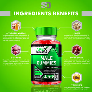 (2 Pack) Apex Testodrive Male Gummies, Apex Testo Drive for Men (120 Gummies)