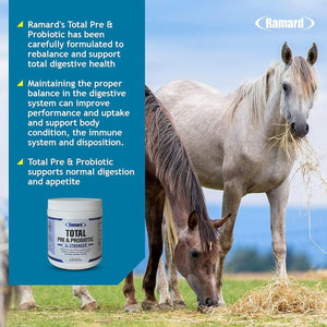 Total Prebiotic & Probiotic Equine Formula - Natural Digestive Supplement for Horses Optimal Gut Health, Nutrient Absorption, Foal Support Pro & Pre Biotics for Livestocks and Horse 8.5 Oz Jar