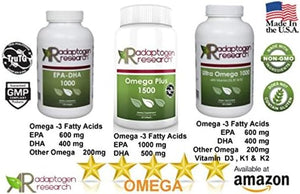 Ultra Omega 1000 with Vitamin D3, K1, K2 | 1000Mg of the Omega 3 Fatty Acids EPA & DHA | Fish Oil in the Triglyceride Form plus Lipase for Maximum Absorption | NO Aftertaste | 120 Softgels