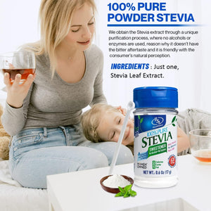 BSL 100% Pure Stevia Extract Powder without Erythritol 0.6 Oz, No Artificial Sweetener, 620 Servings | Stevia No Erythritol | Zero Calorie & Keto Friendly, Pure Stevia Powder