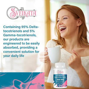 Liposomal Tocotrienols Supplement 1000Mg, Vitamin E, Advanced Formula with 95% Delta-Tocotrienols, 5% Gamma-Tocotrienols - 60 Softgels (2 Bottle)