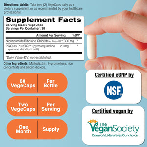 Health Thru Nutrition NR with PQQ | 300Mg Nicotinamide Riboside and 20Mg PQQ as Pureqq & Rejuvnr NAD+ Activator and Mitochondria Maximizer | Certified Vegan Non-Gmo | 3Rd Party Tested | Pack of 60