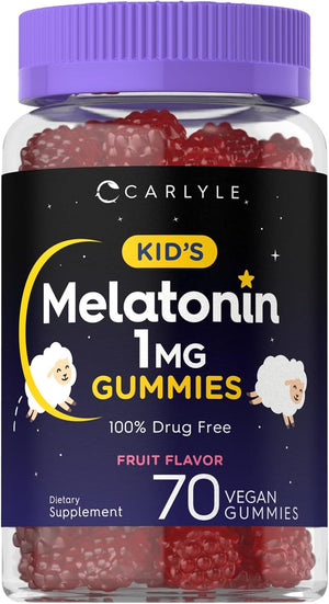 Carlyle Kids Melatonin Gummies | 1 Mg 70 Count | Fruit Flavor Gummy | Vegan, Non-Gmo, Gluten Free