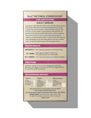 Roc Retinol Correxion Pore Refining Line Smoothing Serum, Daily Anti-Aging Wrinkle Treatment with Squalane, Skin Care for Fine Lines, Dark Spots, Post-Acne Marks, 1 Fl Oz