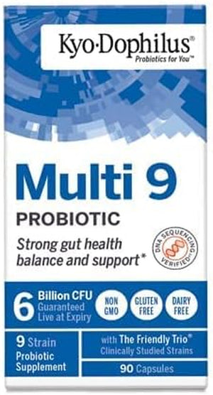 Kyolic Kyo-Dophilus Multi 9 Probiotic, for Strong Gut Health Balance and Support, 90 Capsules Total