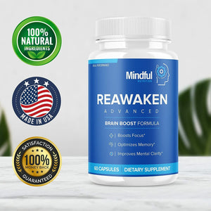Reawaken Brain Boost Supplement Memory Mindful Advanced Formula 300 Caps 5 Pack