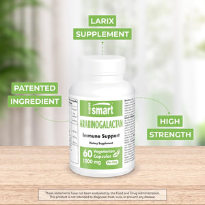 '- Arabinogalactan 85% (High Strength & Patented) 1000 Mg per Day - Resistaid Larch Arabinogalactan - Larix Supplement | Non-Gmo & Gluten Free - 60 Vegetarian Capsules