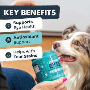 Waggables Eyes (Made in USA) | Tear Stain Chews for Dogs. Vision and Tear Stain Support Eye Supplements for Dogs. Lutein Dog Tear Stain Supplement. Lubricates Eyes, Immune Support (120 Ct)