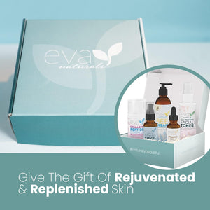 Eva Naturals Rejuvenating Skin Care Set - Exfoliate, Replenish & Moisturize with Vitamin C plus Serum, Bee Clean Cleanser, Eye Gel, Face Moisturizer & Toner - Perfect Facial Cleanser Bundle
