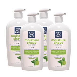 Kiss My Face Moisture Shave Cream, Shaving Cream for Men and Women, 11 Oz Pump Bottle, Lavender & Shea, 4 Pack