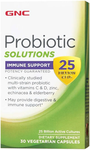 GNC Probiotic Solutions Immune Support with 25 Billion Cfus | Provides Digestive & Immune Support, Vegetarian | 30 Capsules