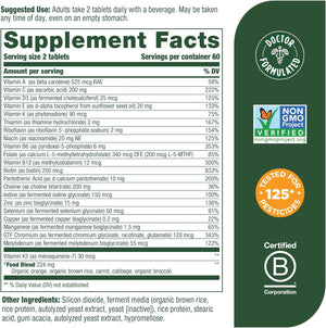 Megafood Men'S 40+ Advanced Multivitamin for Men - Dr-Formulated - Choline, Vitamin B, Vitamin C, Vitamin D, Zinc & Real Food - Brain Health, Immune Support - Vegetarian - 60 Tabs (30 Servings)