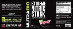 Nutrabio Extreme Nitric Stack, Nitric Oxide and Cell Volumizing Formula - 30 Servings (Kiwi Strawberry)