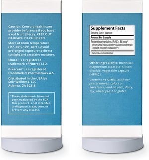 Ellura Solv Wellness Clinically Proven Cranberry Supplement: Get Ahead of Utis with 36Mg of 100% Bioavailable PAC, 30 Capsules