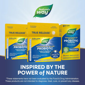 Nature'S Way Primadophilus Reuteri Probiotic Pearls for Men and Women, Digestive and Immune Health*, 1 Billion Culture, 4 Probiotic Strains, Survives Stomach Acid, 30 Softgels (Packaging May Vary)