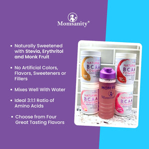 BCAA Pre Workout Powder for Moms | Naturally Sweetened with Stevia, Erythritol, & Monk Fruit to Help Build Energy Pre & Post Workout | 40 Servings (Raspberry Lemonade)