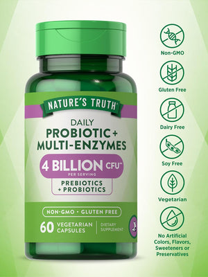 Probiotics with Enzymes | 60 Capsules | Stomach Friendly for Men and Women | Non-Gmo and Gluten Free Digestive Health Supplement