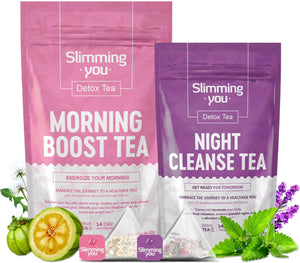 Detox Tea 14 Day Herbal Tea, Detox Cleanse for Weight Loss, Colon Cleanse and Digestive Health- 1 Morning Boost Tea (14 Bags) & 1 Night Cleanse Tea (7 Bags)