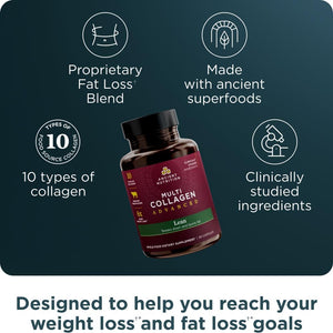 Advanced Collagen Protein Lean with Probiotics, Hydrolyzed Collagen Peptides Supports Healthy Weight Loss* and Fat Loss*, 90 Count