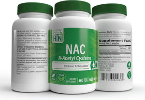 Health Thru Nutrition NAC N-Acetyl-Cysteine 600Mg 60 Capsules | Vegan Certified | the Purest NAC Supplement | Supports Healthy Lung, Liver Functions & Cellular Health | Non-Gmo Soy & Gluten Free