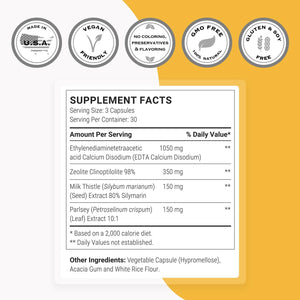 '- EDTA Zeolite 98% (Advanced Formula) - with Milk Thistle & Parsley - High Potency Supplement | Made in USA | Non-Gmo & Gluten Free - 90 Vegetarian Capsules
