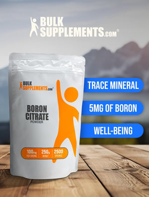Bulksupplements.Com Boron Citrate Powder - Boron 5Mg, Boron Supplement for Men & Women, Food Grade Boron - for Bones & Joints Support, 100Mg per Serving, 250G (8.8 Oz) (Pack of 1)