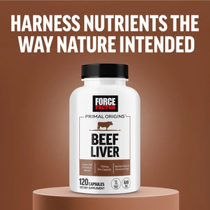 Primal Origins Beef Liver Capsules Made with Grass Fed Beef, Beef Organ Supplement, 120 Capsules