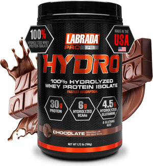 Labrada Hydro 100% Pure Hydrolyzed Whey Protein Isolate Powder, Lactose Free, Glutamine, Fastest Digesting Whey Available, Instant Mixing, Delicious Taste 48 Servings 4Lb (Vanilla)