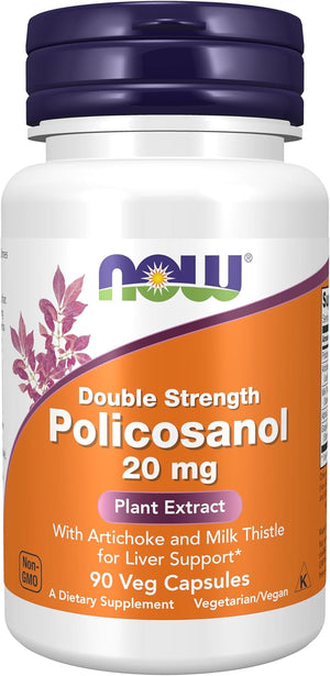 NOW Supplements, Policosanol 20 Mg, Double Strength, Blend of Long-Chain Fatty Alcohols (Lcfas) Derived from Sugar Cane, 90 Veg Capsules