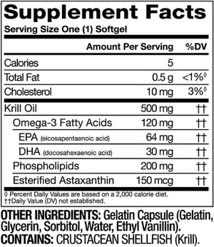 Member Extra-Strength Antarctic Pure Omega-3 Krill Oil, 500 Mg, with EPA, DHA, Astaxanthin Phopholipids, Supports Heart, Brain, Joint and Eye Health,160 Ct. Packaging May Vary,Include Pill Case