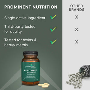 Bergamot Phytosome™ Supplement - Healthy Cardiovascular & Healthy Cholesterol Level Support - Bergamonth Supplement 500 Mg, 60 Day Supply