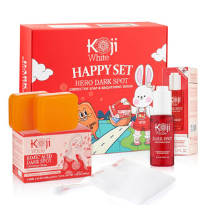 Koji White Skin Care Set – Hero Dark Spot Corrector Soap (3.52 Oz) & Dark Spot Brightening Serum (1 Fl.Oz) for Face Moisturizer with Kojic Acid, Niacinamide, Vitamin C, Hyaluronic Acid