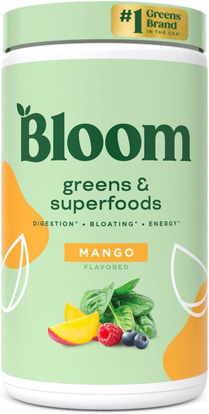 Bloom Nutrition Superfood Greens Powder, Digestive Enzymes with Probiotics and Prebiotics, Gut Health, Bloating Relief for Women, Chlorella, Green Juice Mix with Beet Root Powder, 60 SVG, Original