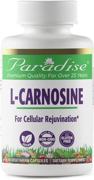 Paradise Herbs L-Carnosine, Super Potent, Ultra Pure, Antioxidant, Vegan, Non GMO, Gluten Free, 60 Vegetarian Capsules