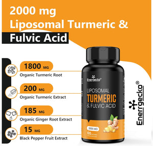2000 Mg Liposomal Turmeric Curcumin with Black Pepper & Ginger for Superior Absorption with Fulvic Acid and Humic Acid (60 Count (Pack of 1))