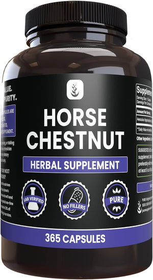 PURE ORIGINAL INGREDIENTS Horse Chestnut (365 Capsule), No Magnesium or Rice Fillers, Always Pure, Lab Verified