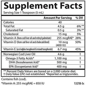 Carlson Cod Liver Oil, Norwegian, Natural, 1,100 Mg Omega-3S, 250 Ml