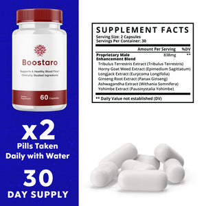 Boostaro Male - Boostaro Capsules for Men, Blood Flow Virility - 5 Pack