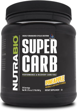 Nutrabio Super Carb - Complex Carbohydrate Supplement Powder - Cluster Dextrin and Electrolytes for Performance Enhancement & Muscle Recovery - Pineapple, 30 Servings