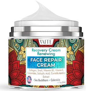 VAITE Face Moisturizer Remedy Skin Repair Cream with Snail, Salicylic Acid, Vitamin B5, Vitamin E, Collagen, and Ceramides for Men and Women Anti-Aging Anti-Wrinkle Made in USA Night and Day