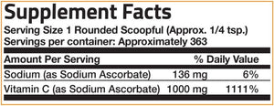 Non Acidic Vitamin C Powder Sodium Ascorbate Non GMO Soluble Fine Crystals - Healthy Immune System, Antioxidant and Cell Protection - 1 Pound (16 Oz, 454 Grams)