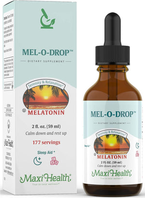 Maxi-Health Liquid Melatonin Drops for Kids - 2 Fl Oz 177 Servings with Dropper - Natural Sleep Aid Supplement for Children and Teens - Helps Fall Asleep Faster and Stay Sleeping Longer