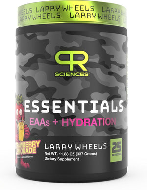 Larry Wheels' Essential Amino Acids EAA Powder - Tropical Punch - Pre, Intra & Post Workout Drink - BCAA Powder for Men & Women, EAA + BCAA + Hydration. Advanced Formula with Astragin.