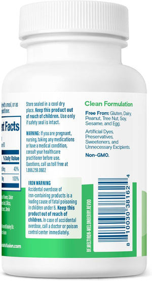 Iron Supplement for Women Quick Melt | Sugar Free Dissolvable Chewable Iron Tablets | Ferrous Fumarate 18 Mg Iron with Vitamin C | Melon Berry | Gluten, Dairy and Soy Free | 90 Count