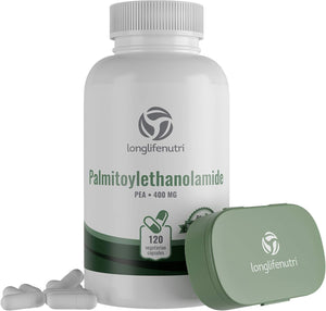 Palmitoylethanolamide 400 Mg Capsules - 120 Veggie Pills | Micronized Pea Formula | Premium Quality Supplement