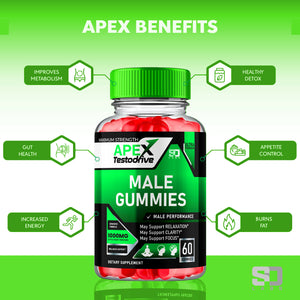 (2 Pack) Apex Testodrive Male Gummies, Apex Testo Drive for Men (120 Gummies)