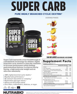 Nutrabio Super Carb - Complex Carbohydrate Supplement Powder - Cluster Dextrin and Electrolytes for Performance Enhancement & Muscle Recovery - Pineapple, 30 Servings
