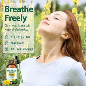 Mullein Drops for Lungs - 98% Absorption Rate 20000Mg Pure Mullein Leaf per Serving - Powerful Mullein for Lung Detox & Cleanse, Respiratory Health, Immunity - Alcohol Free, Natural & Vegan - 2 FL.OZ