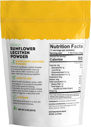 Kate Naturals Sunflower Lecithin Powder for Baking Bread, Gummies, Cooking (4Oz) 100% Natural, Gluten Free, Non-Gmo Substitute for Lecithin Powder for Liposomal Vitamin C, Lactation Supplement
