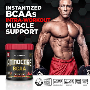 ALLMAX Nutrition AMINOCORE BCAA Powder, 8.18 Grams of Amino Acids, Intra and Post Workout Recovery Drink, Gluten Free, Sweet Tea, 945 G
